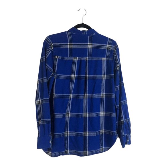 Old Navy M Shirt Blue Window Pane Allover Print Button Front Long Sleeve Casual - Picture 2 of 4